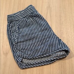 Madewell Striped Linen Blend Pull-On Shorts | Blue & White | XS